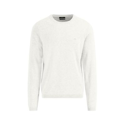 Strickpullover FYNCH-HATTON, Herren, Gr. XL, weiß (new sanftes weiß), Strick, Obermaterial: 100% Baumwolle, unifarben, casual, regular fit taillenbedeckt, Rundhals, Langarm gerader Abschluss, Pullover, mit Logo Stickerei Image