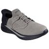 Slip-On Sneaker SKECHERS "SLADE", Herren, Gr. 46, grau, Leder, Textil, Synthetik, casual, Schuhe, Komfortschuh mit komfortablem Heel Pillow™ Fersenkissen