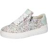 Plateausneaker WALDLÄUFER "H-TAMIRA", Damen, Gr. 7 (40,5), sanftes weiß, mint multi, Nubukleder, Nappaleder, geblümt, metallic, casual, Schuhe, Schnürschuh, Halbschuh, Komfortschuh, bequeme H-Weite