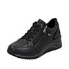 Keilsneaker REMONTE, Damen, Gr. 37, schwarz, Leder, Lederimitat, unifarben, sportlich, Schuhe, Freizeitschuh, Halbschuh, Schnürschuh mit Rieker TEX-Membran, Topseller