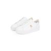 Plateausneaker TOMMY HILFIGER "PLATFORM COURT SNEAKER METALLICS", Damen, Gr. 40, weiß, Leder, sportlich, Schuhe, Freizeitschuh, Halbschuh, Schnürschuh mit TH-Logo