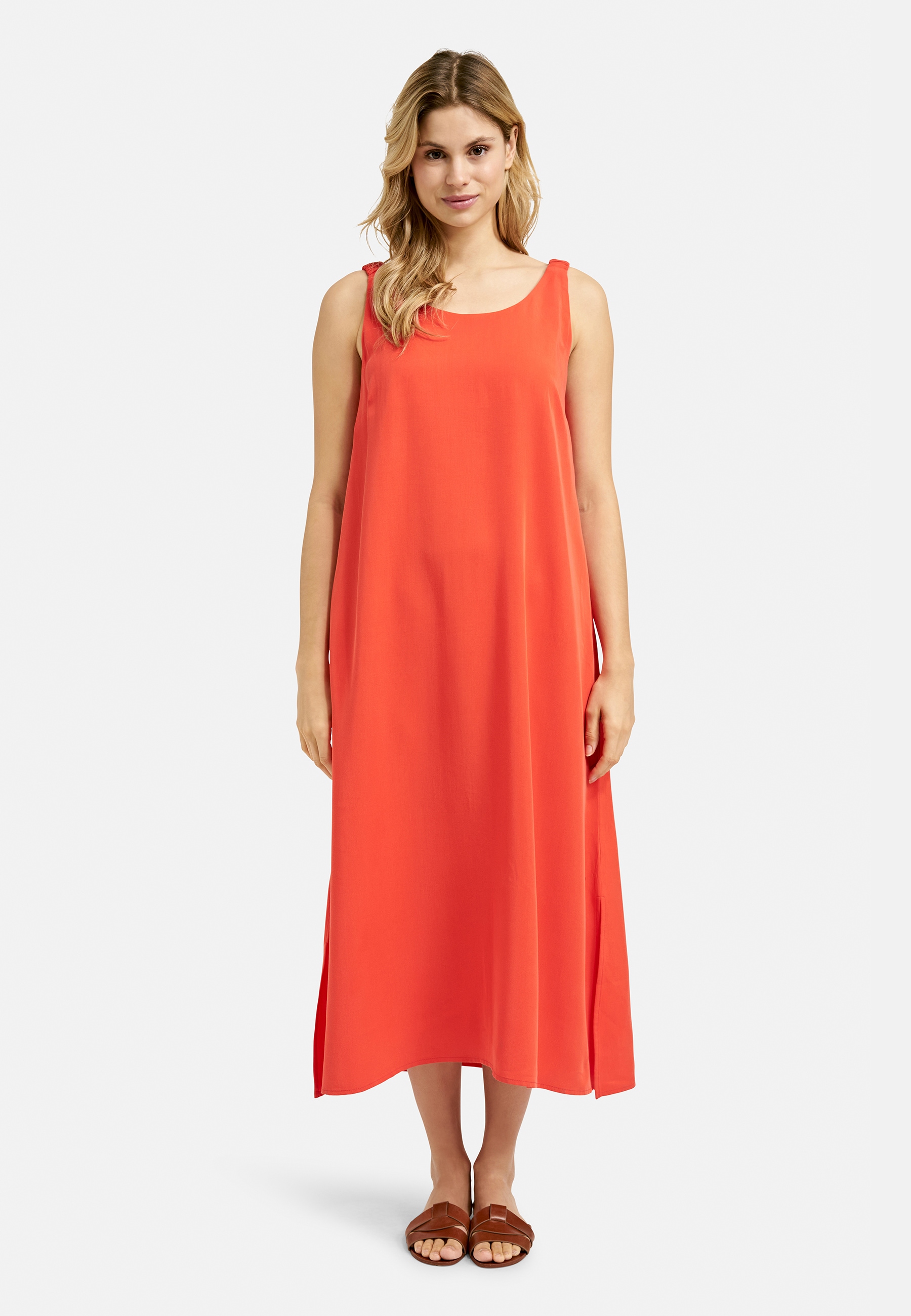 Sommerkleid SMITH & SOUL, Damen, Gr. M, US-Größen, rot (chili), Material: 100% Lyocell, unifarben, regular fit Midi, Rundhals, normaler Saum, Kleider Sommerkleid, mit Seitenschlitze