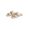 Pantolette TOMMY HILFIGER "METALLIC ROPE ESPADRILLE MULE", Damen, Gr. 39, gold (goldfarben), Leder, sportlich, Schuhe, Plateau, Sommerschuh, Flats, Bequemschuh mit geschungener Bandage