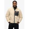 Fleecejacke SUPERDRY "VINTAGE RETRO FULL ZIP FLEECE", Herren, Gr. M, weiß (oatmeal beige), Fleece, Obermaterial: 100% Polyester, unifarben mit Farbeinsätzen, modisch, relaxed fit normal, hoch geschlossener Ausschnitt, Langarm Rippbündchen, Jacken