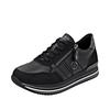 Plateausneaker REMONTE, Damen, Gr. 42, schwarz (schwarz, grau), Leder, Textil, sportlich, Schuhe, Schnürschuh, Halbschuh, Freizeitschuh mit gepolstertem Schaftrand