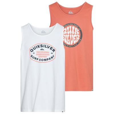 Tanktop QUIKSILVER "STAY IN TANK PACK YM", Herren, Gr. XXL, weiß, spiced coral, Obermaterial: 100% Baumwolle, sportlich, Tops Image