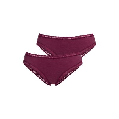 Brasilslip S.OLIVER, Damen, Gr. 48/50, rot (bordeaux), Feinripp, Obermaterial: 95% Baumwolle, 5% Elasthan. Spitze: 90% Polyamid, 10% Elasthan. Zwickel: 95% Baumwolle, 5% Elasthan, unifarben, eng, Unterhosen, mit modischer Spitze aus Baumwollmischung Image