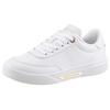 Plateausneaker TOMMY HILFIGER "ESSENTIAL CHIC COURT SNEAKER", Damen, Gr. 38, weiß, Nappaleder, sportlich, Schuhe, Freizeitschuh, Halbschuh, Schnürer, goldfarbenen Details im Plateau