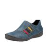 Slipper RIEKER, Damen, Gr. 42, blau (royalblau), Lederimitat, kontrastfarbene Details, sportlich, Schuhe, Schlupfschuh, Slip-on Sneaker, Halbschuh mit weicher Innensohle