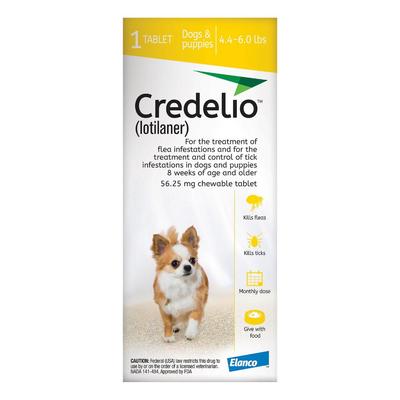 Credelio For Dogs 4.4 To 06 Lbs (56.25 Mg) Yellow 6 Doses