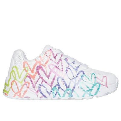 Skechers Girl's JGoldcrown: UNO Lite - Metallic Joy Sneaker | Size 12.0 | White | Synthetic | Machine Washable