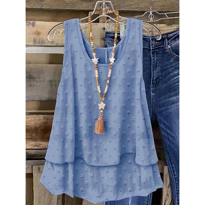 Women's Camisole Tank Top Solid Color Daily Casual Sleeveless U Neck Regular Tops Daily Patchwork Black White Sky Blue Purple Summer