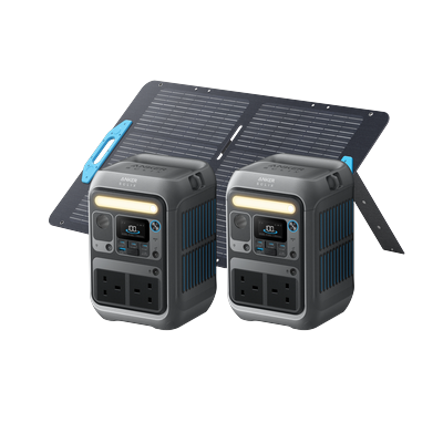 2× Anker SOLIX C300 Portable Power Station + 100W Solar Panel