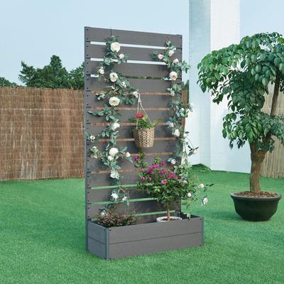 TEMU Planter With Privacy Screen 'heerde' Wpc Grey