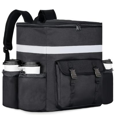 TEMU Storage Basket Oxford Fabric Large Capacity Takeout Bag Durable Delivery Bag With 4 Drink Pockets Design + Outdoor Picnic Easy To Carry (suitable For Restaurant Takeout), Shelf Baskets Image