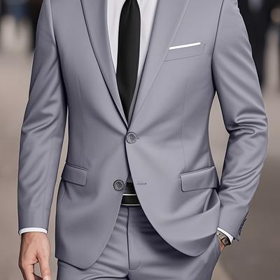 TEMU 2pcs High-quality Men's Suit Set, Including A Jacket And Trousers, Suitable For Business Casual Wear, Office Events, And Formal Occasions Image