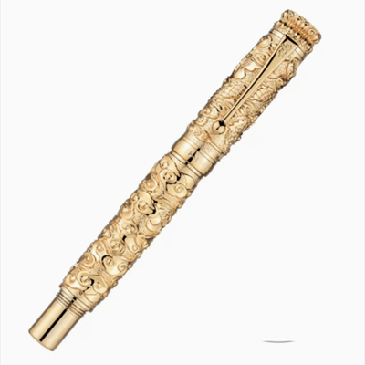 TEMU Jinhao Luxury Chinese Style - Exquisite Precision Engraved, Iridium Nib For Smooth Writing, Medium Point, Twist Cap, Metal Body With Intricate Patterns, Includes Elegant Box Image
