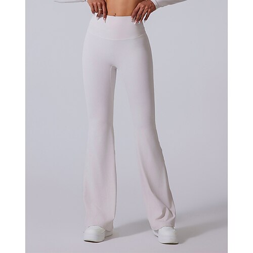 Per donna leggings da pilates Pantaloni fitness pantaloni sportivi Svasato Leggero Pilates Corsa Fitness Pantaloni Tinta unica Grigio scuro Nero Bianco Autunno Inverno Gli sport Abbigliamento sportivo