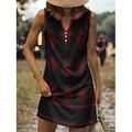 Per donna Mini Abito Vestito Estivo Abito a trapezio Abito Estivo Abito a spalle scoperte Casual Ferie Spiaggia Vestibilità regolare Grafico Tribale Senza Maniche Scollo a V Nero Bianco Rosso Grigio