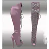 Rosa Lace Up Bogen Knoten Plattform Stiefel Dünne High Heel Runde Kappe Mode Sexy 2025, Winter Große Größe Frau Schuhe Zapatillas Mujer