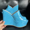 Olomm Neue Ankunft Frauen Plattform Maultiere Sandalen Keile High Heels Offene spitze Wunderschöne Fuchsia Party Schuhe Frauen UNS Plus Größe 5-20