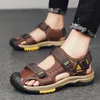 Klassische Herrensandalen, Sommer, weiche Sandalen, bequeme Herrenschuhe, echtes Leder, große Größe, weiche Outdoor-Freizeitschuhe für Herren