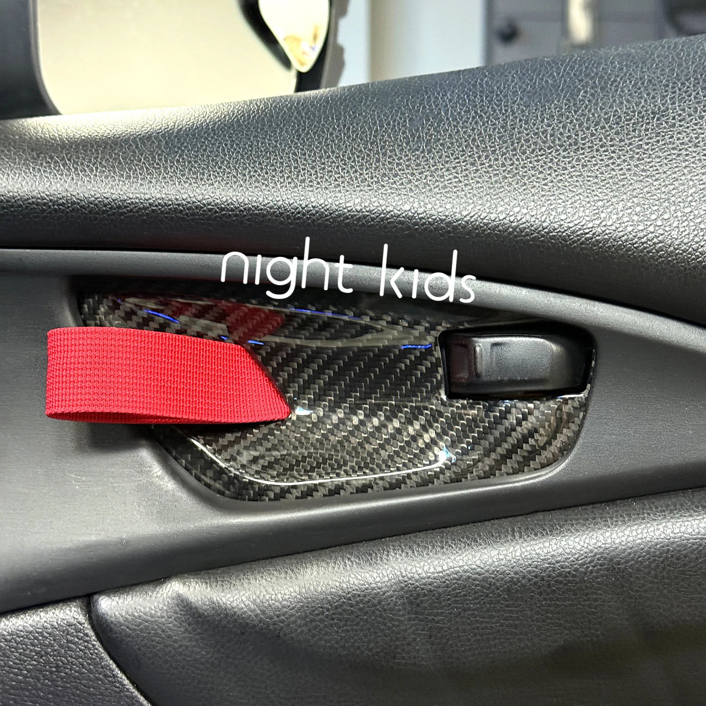 Night Kids Zuggriffe aus Kohlefaser im Lanyard-Stil für Honda Civic der 10. Generation, FK7, FK8, TYPE-R, Zuggriffe im Racing-Stil Image