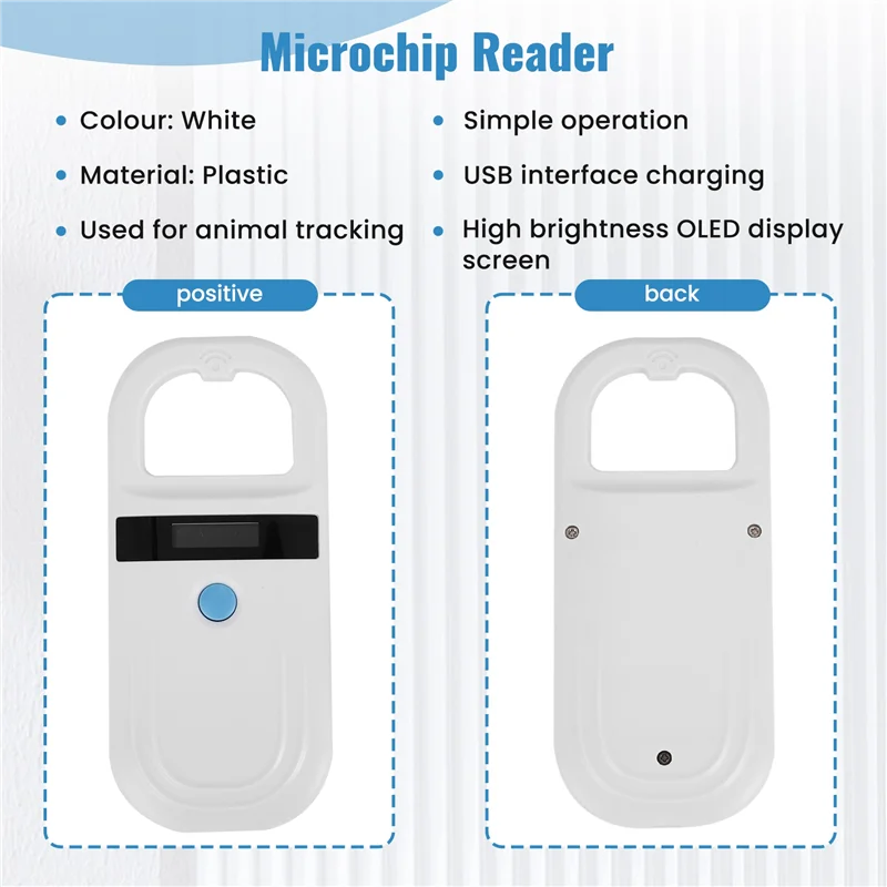 A41Z-Microchip Reader RFID 134.2Khz, Pet ID Microchip Scanner With 0.91 Inch High Brightness OLED Display For Animal Tracking