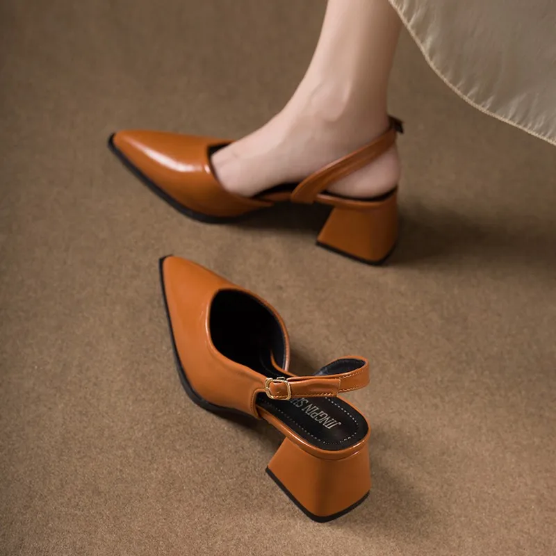 Aphixta Spitz Heels Sommer Sandale Quadratische Ferse Frau Sandalen High Heels Party Frau Schuhe Pumpe Große Größe 42
