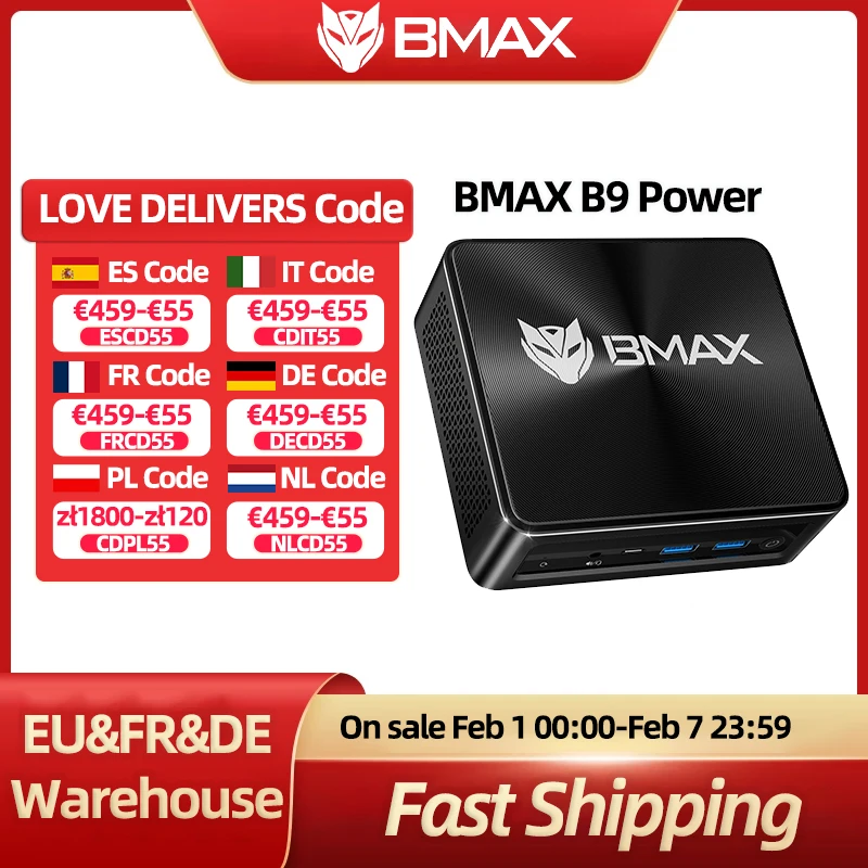 BMAX B9 Power MIni PC Intel 12. Generation Core i9-12900H Intel Iris Xe Graphics 24 GB DDR4 1 TB Hochgeschwindigkeits-SSD Windows 11 WIFI 6 Image
