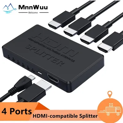 4K HDMI-compatible Splitter 1 in 4 out HDMI-compatible Splitter Audio Video Splitter For TV Box HDTV DVD PS3 Xbox Laptop Monitor