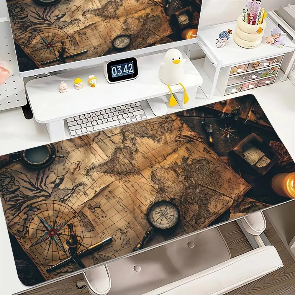 Mauspad mit nautischem Kompass, großes Computer-Büro-Spiel, Tischsets, XXL-Gummi, rutschfeste Gaming-Tastatur, Mauspads, lange Schreibtischunterlagen Image