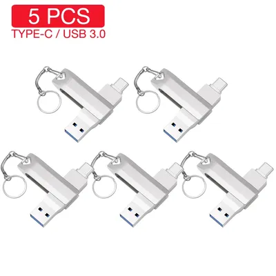 5PCS Lote TYPE-C USB 3,0 USB-C Schlüsselanhänger USB 3,0 Flash Drive 256GB OTG Metall Pen Drive Image