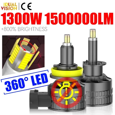 Mini H7 H11 H8 LED CANBUS 360 3D CSP For Projector Lens Car Headlight HB3 9005 HB4 9006 Hir2 9012 H9 2x Fog Lamp 1300W 1500000LM