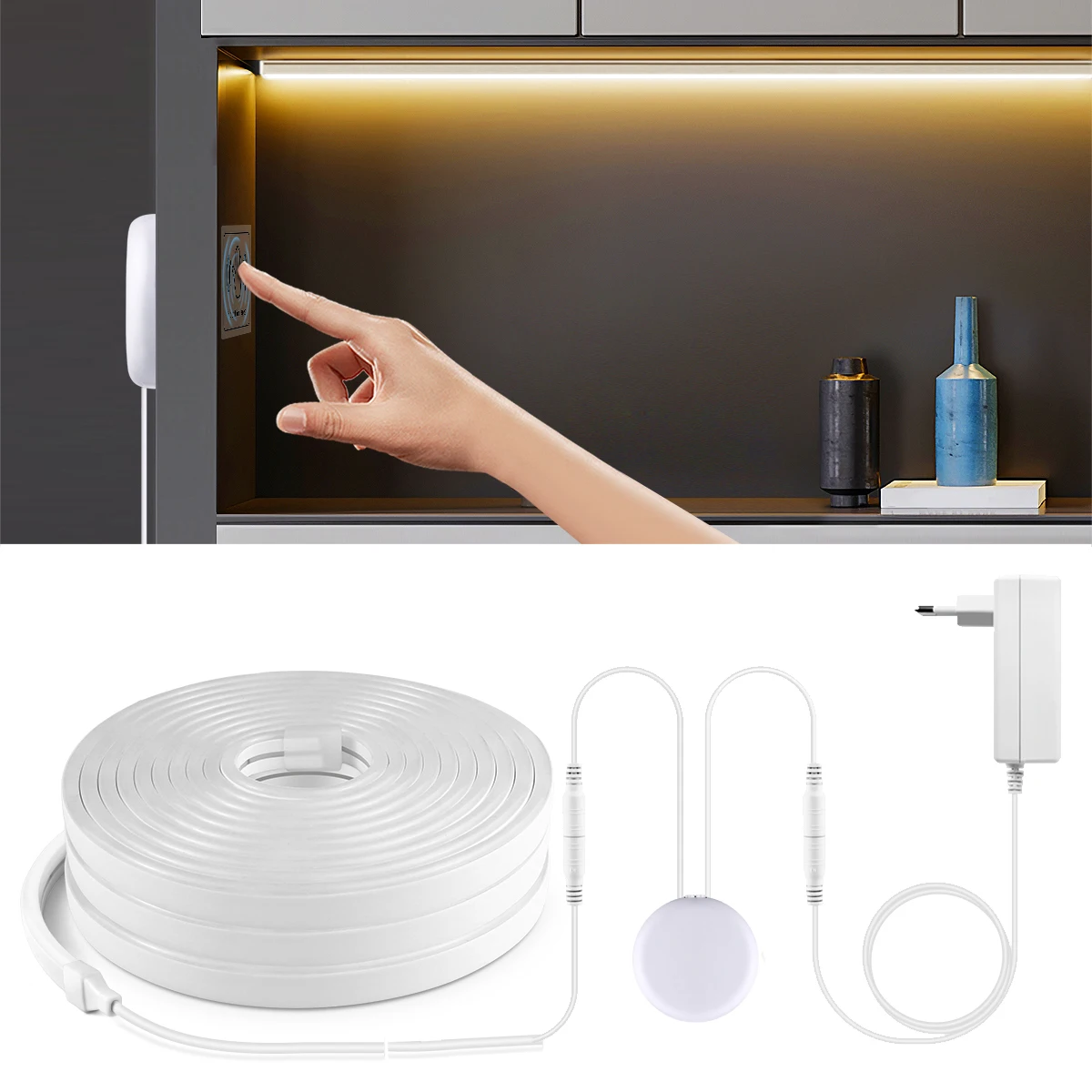 LED-Streifen, Schlafzimmer, Arbeitszimmer, LED-Leuchten, Streifen, Neonlicht, Silikagel, mit durchdringendem Touch-Schalter, dimmbar, 2 m, 3 m, 5 m, 10 m ﻿