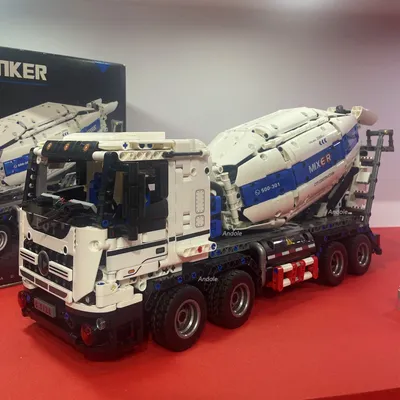 Technische Stadt Beton Mixer Lkw Bausteine Bagger Bau Engineering Fahrzeug Modell Ziegel Spielzeug Für Kinder Image