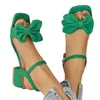 Große Größe Einfarbig Open-toe Sandalen Frauen Sommer Neue One-line Schnalle Mode Temperament Bogen Knoten Bequeme frauen Schuhe