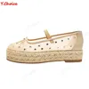 Y.Choice Flache Damenschuhe, runde Zehen, dicker Boden, Netzstoff, Flash-Diamant-Denim, stilvolle, lässige Outdoor-Flache Schuhe für Damen