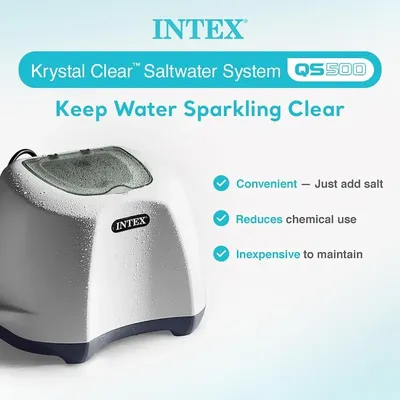 Intex QS500 Krystal Clear Saltwater Chlorine System for Above Ground Pools: Keeps Water Clean and Clear – Up to 7000 Gal. Pools