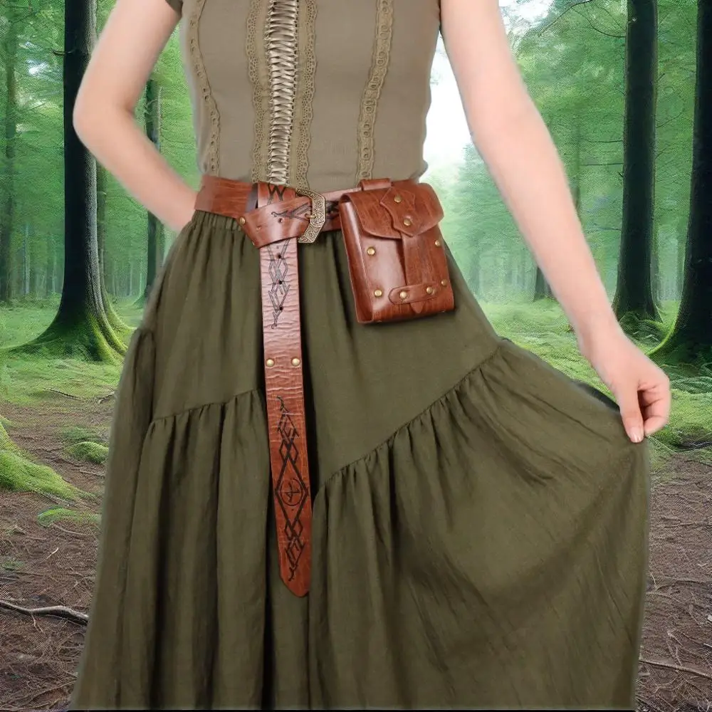 2-teiliges mittelalterliches Renaissance-Gürtel- und Beutel-Set – Vintage-Stil für Halloween-Dekoration, Punk-Cosplay-Kostüme Image