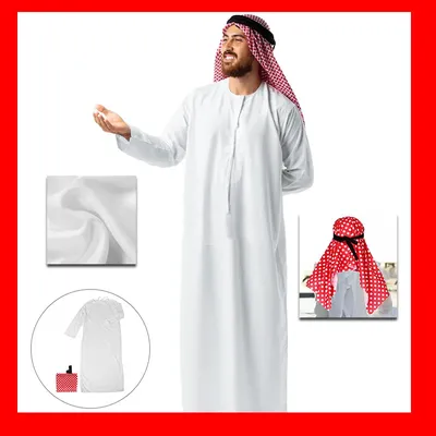 Arabisch Roter Turban Kleidung Schal Wüste Kostüm für Männer Dubai Cosplay Erwachsene für Männer Image