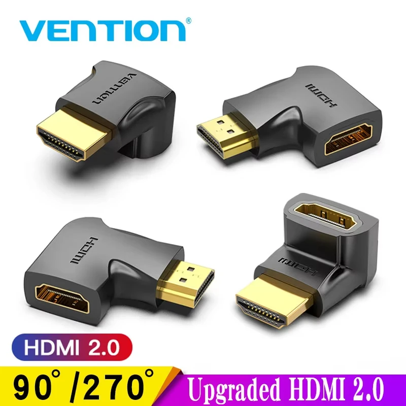 Vention HDMI-Adapter 90 270 Grad rechtwinkliger Stecker auf Buchse Konverter 4K HD-Anschluss für HDTV PS4 Lptop TV Box HDMI Extender Image