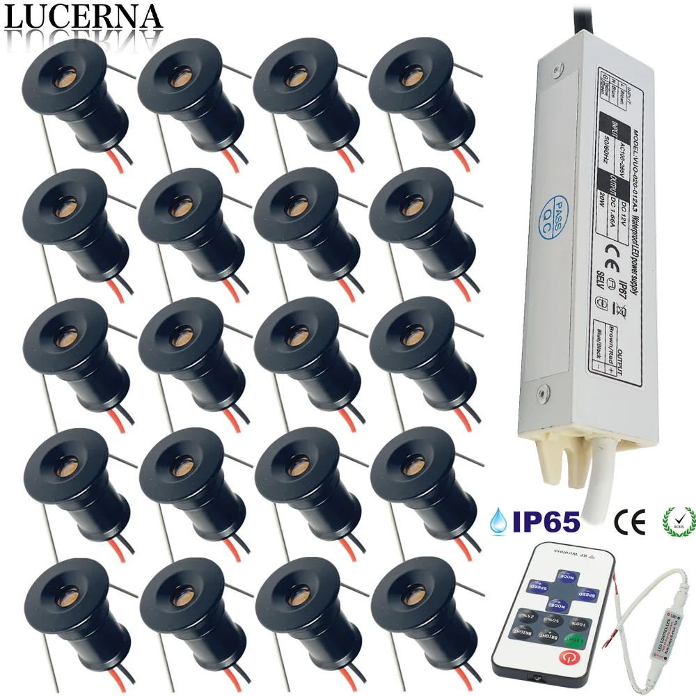 Mini-LED-Strahler, 12 V, dimmbar, Schranklampe, 1 W, Deckeneinbau-Downlight, Vitrine, Display-Spot-Beleuchtung mit Fernbedienung