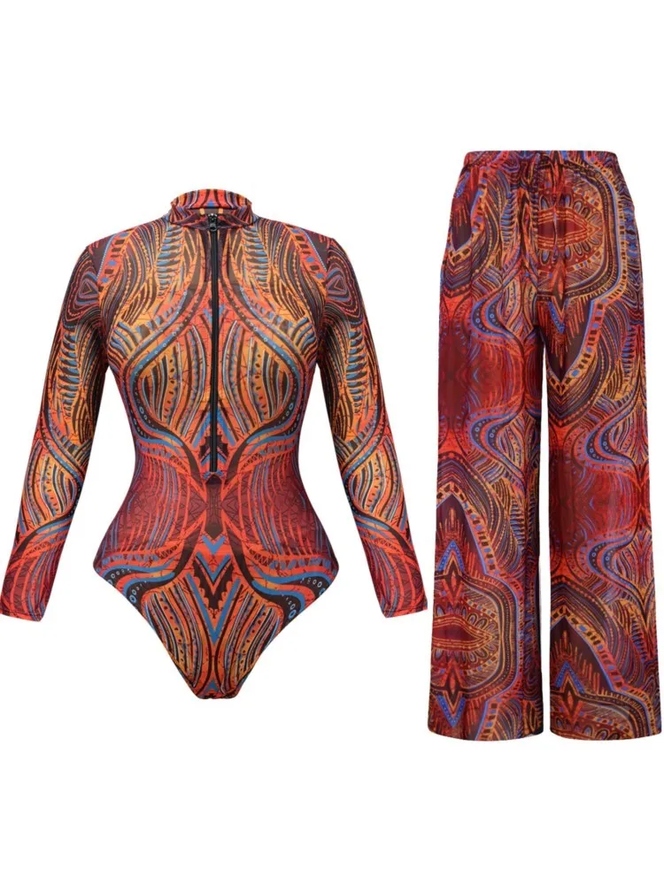 2-teiliges Set Bademode und Panst Sexy Badeanzug Damen Sommer Badeanzug Bikini Set Strand Cover Up Badeanzug Купа Image