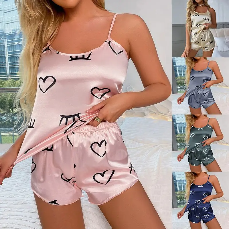 Frauen Pyjama Sets Pijama frauen Pyjamas Set Sexy Frauen Ärmellose Nachtwäsche Sommer Hosen Schlafen Schlaf Lounge Unterwäsche Image