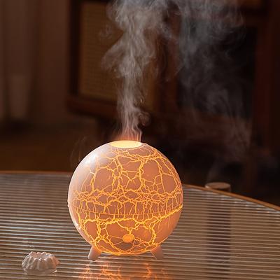 A USB Powered Colorful Planet Crack Design Flame Humidifier Cold Mist Pre filter Plastic Material Evaporative 36V Multifunctional Room Romantic And Soothing Atmosphere Creative Gift