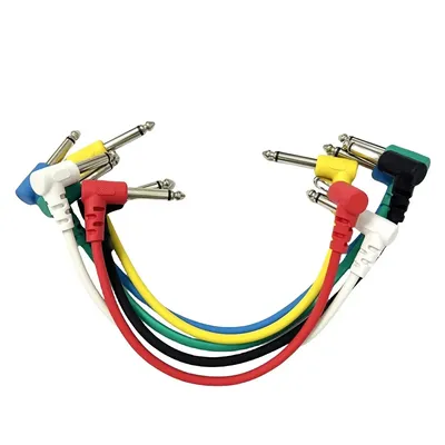 6PCS 1/4" TS Angled Instrument Cables - Unbalanced Mono Patch Cord for Electric Guitar/Bass, Right