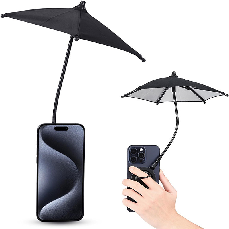 Magnetic Phone Umbrella for SunOutdoor Phone Sun Shade Shield with Flexible Angle Design Rotatable Phone RingUmbrella for iPhone 16 15 14 13 12 Pro MaxMag-Safe Case