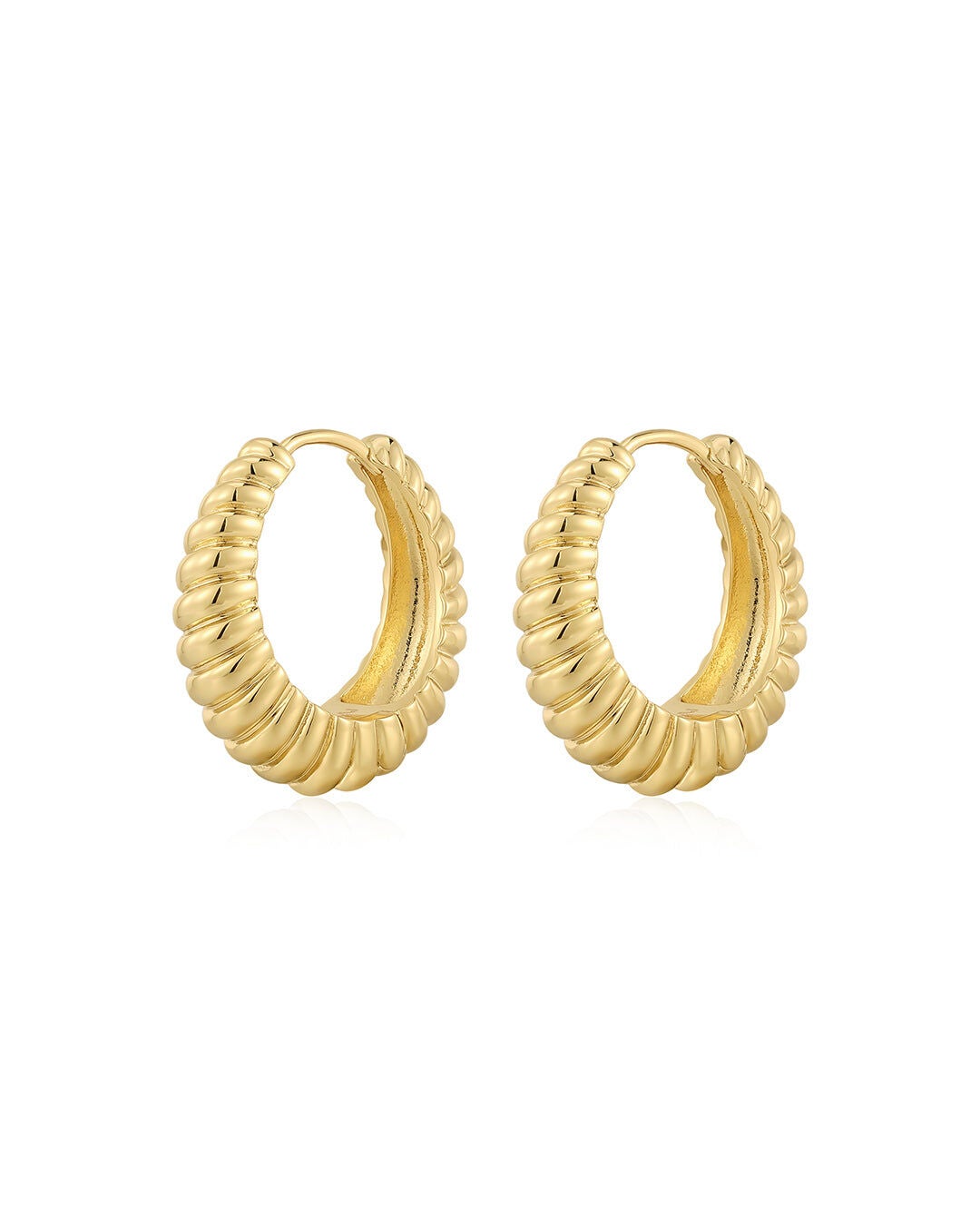 Plus Size Women's Ridged Marbella Hoops- Gold by LUV AJ in Gold (Size OS)
