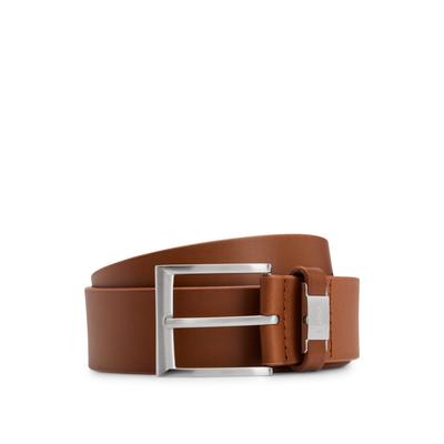 Ledergürtel BOSS "Connio", Damen, Gr. 100, braun (medium braun), Leder, unifarben, casual, Gürtel, silberfarbene Schließe & Logo-Schriftzug auf der Schlaufe Image